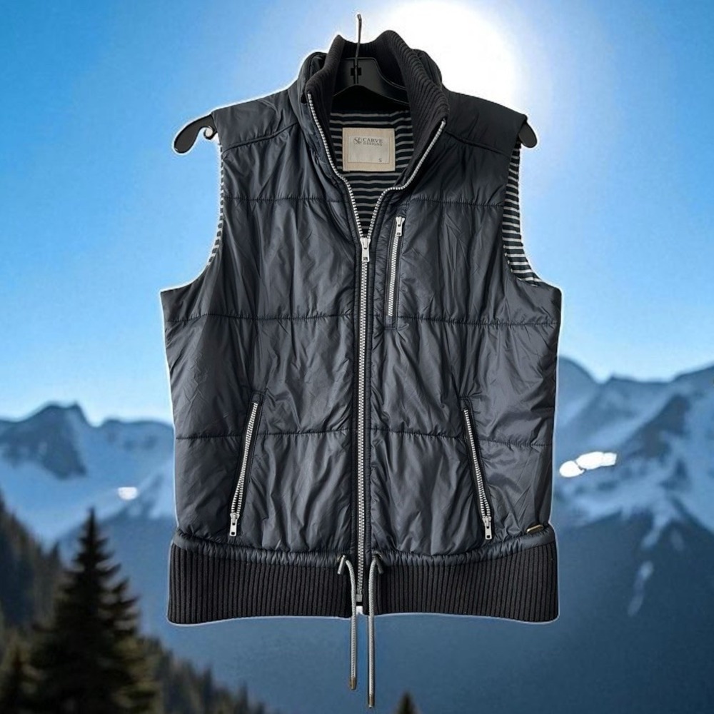 Women's Carve Design‎ sherpa vest NAVY size SMALL SKI Winter Puffer Coat Jacket